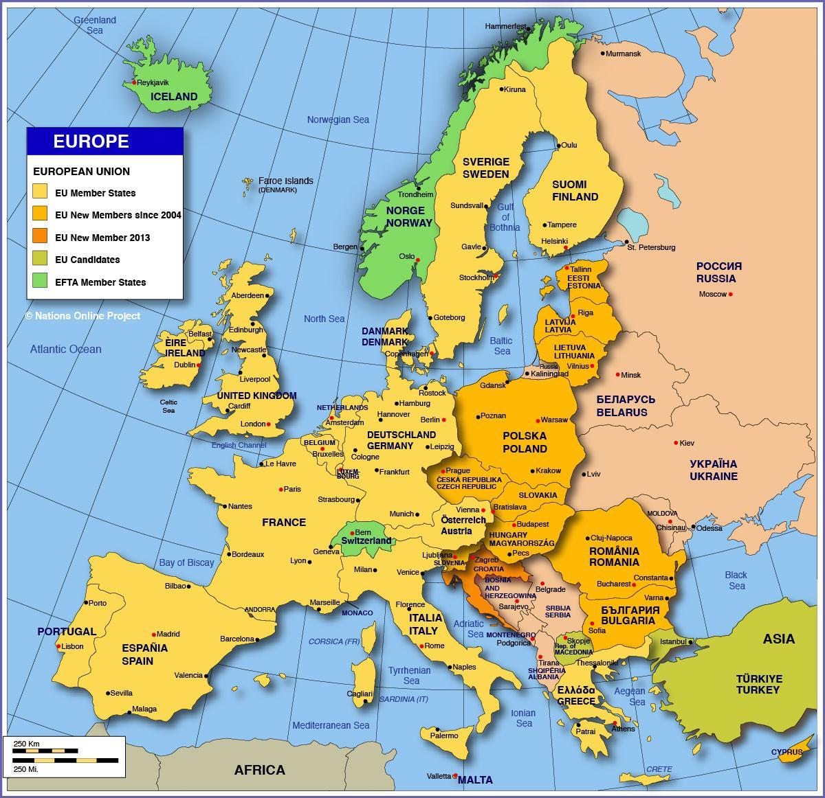 Moskva på kort over europa