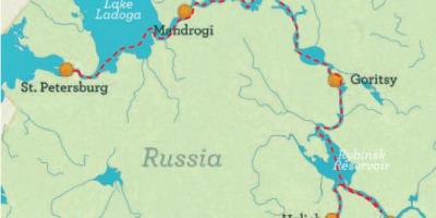 Kort over St. Petersborg til Moskva krydstogt
