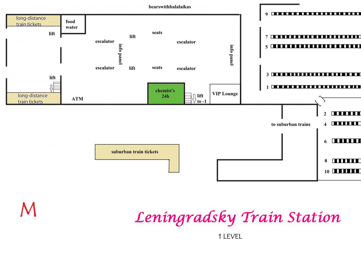 kort over Leningradsky station Moskva