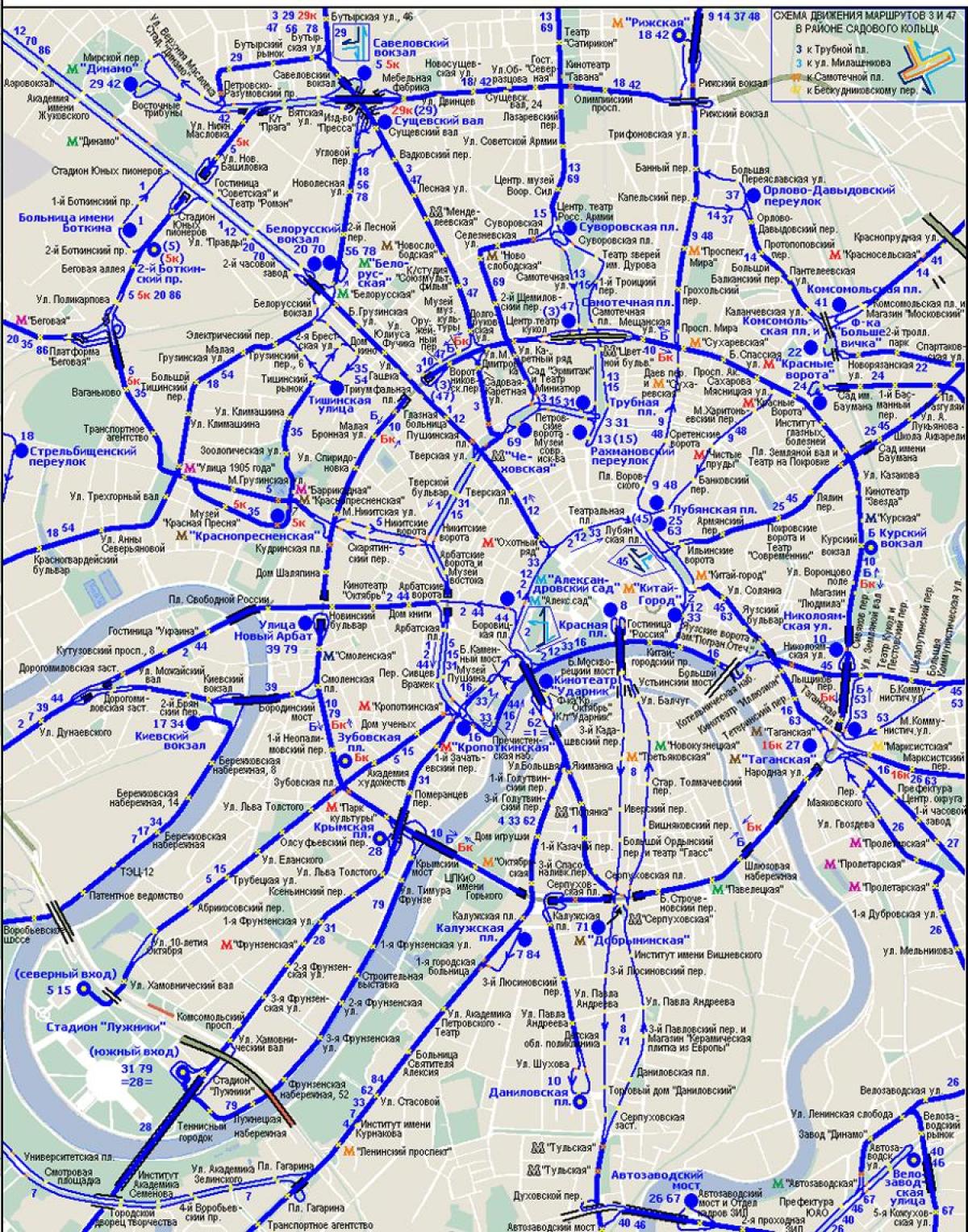 kort over Moskva trolleybus